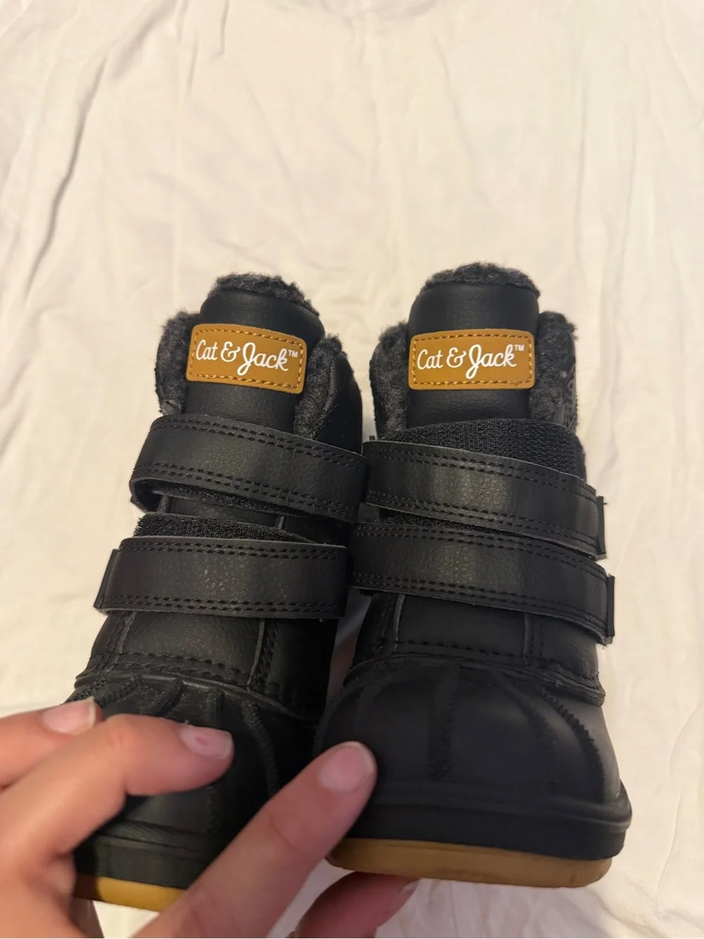 Cat & Jack Black Kids Winter Boots with Faux-Fur Lining